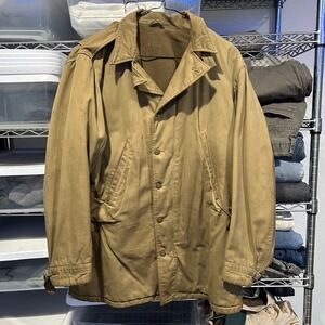 True Vintage 1940s WW2 Era Military US Army M41 Khaki Arctic Field Jacket Size L